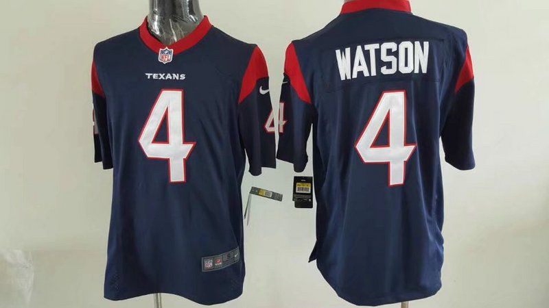 Men NFL Houston Texans #4 Watson Blue Game 2017 Nike Jerseys